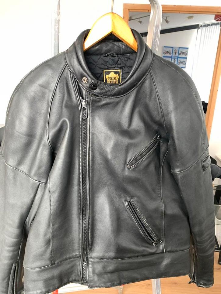 Zwarte lederen motorjas super kwaliteit gedragen, Motoren, Kleding | Motorkleding, Jas | leer, Tweedehands, Ophalen of Verzenden
