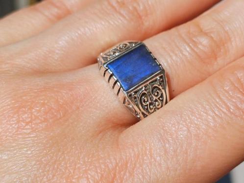 Vanoli 925 zilveren heren ring met labradoriet maat 21,25, Sieraden, Tassen en Uiterlijk, Ringen, Nieuw, Heer, 20 of groter, Zilver