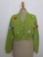 Schattig groen met bloemetjes bewerkt vestje! M, Verzenden, Zo goed als nieuw, Maat 38/40 (M), Groen