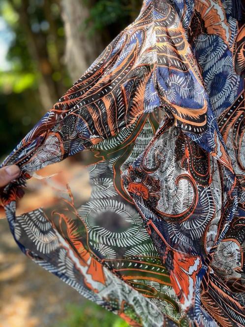 ANTIK BATIK BORNEO kaftan silk €39- TIEN concepts Instagram, Kleding | Dames, Jurken, Zo goed als nieuw, Maat 36 (S), Blauw, Onder de knie