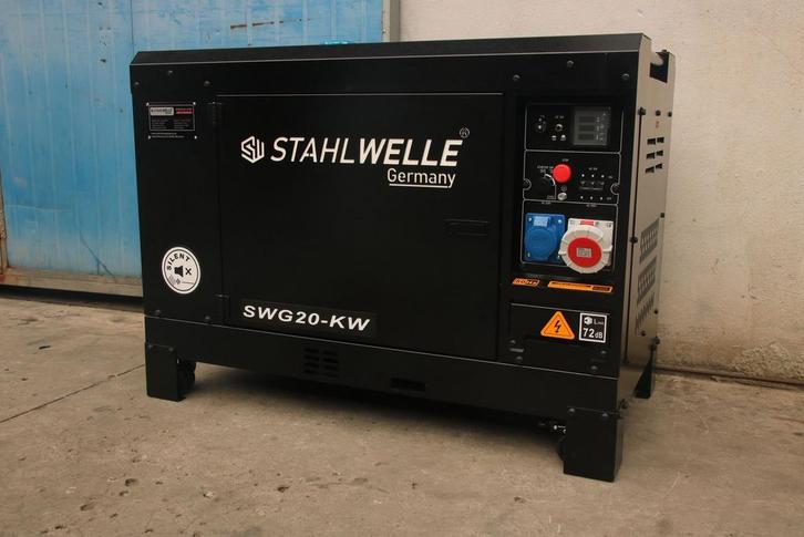 StahlWelle Germany SWG20-KW | 20 kVA Dieselgenerator, Doe-het-zelf en Verbouw, Aggregaten, Nieuw, Dieselolie, 10 tot 30 kVA, Elektrisch startend