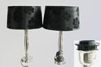 Twee zilveren of verzilverde lampen (voeten), Huis en Inrichting, Lampen | Tafellampen, Ophalen, Zo goed als nieuw, Zilveren voet