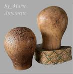 Pruikenhoofd-antiek-houten pruikenhoofden., Ophalen of Verzenden