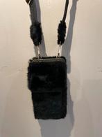 Trendy Faux Fur Telefoontasje / Portemonnee zwart, Ophalen of Verzenden, Nieuw, Zwart, Schoudertasje