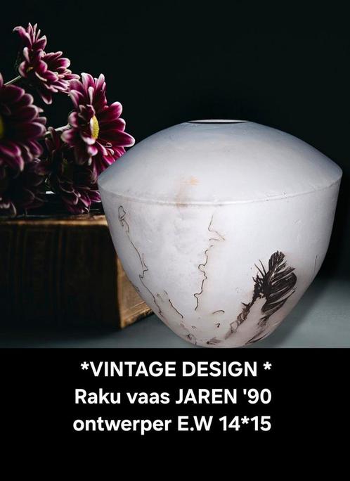 VINTAGE DESIGN * Raku vaas JAREN '90 ontwerper E.W, Antiek en Kunst, Antiek | Vazen, Ophalen of Verzenden