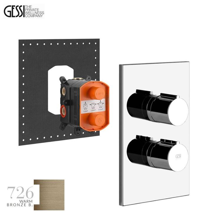 Gessi Emperio 3 weg inbouw thermostaatkraan, warn bronze, Doe-het-zelf en Verbouw, Sanitair, Nieuw, Kraan, Ophalen of Verzenden
