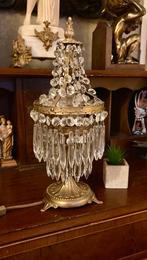 Franse Girandole messing schemerlamp kristal pegels kralen., Ophalen