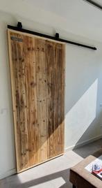 Schuifdeur Roldeur loftdeur barn wood Echt Hout rolsysteem, Ophalen, 80 tot 100 cm, Binnendeur, Nieuw