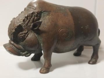 Antiek chinees brons varken boar  beschikbaar voor biedingen