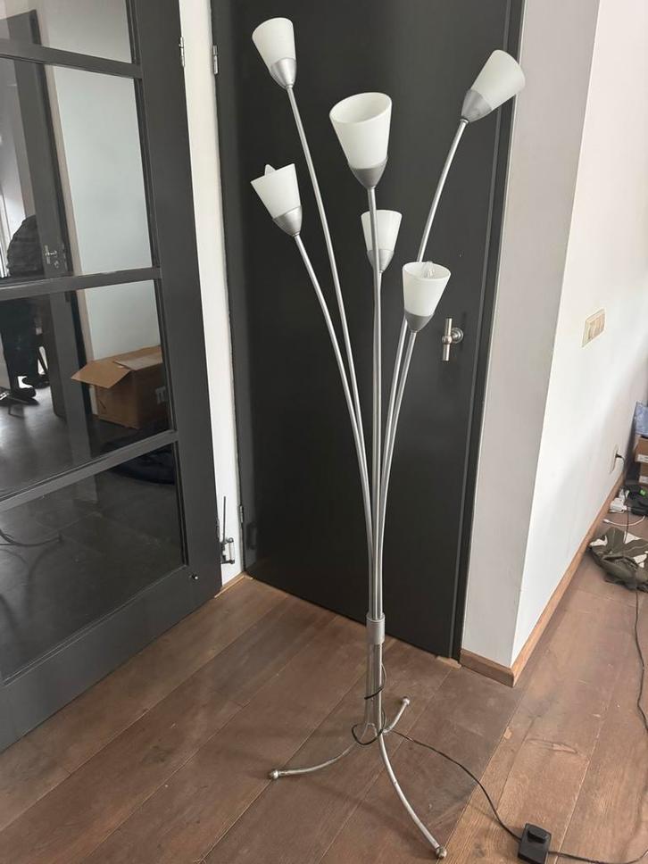 Vintage Sprieten Lamp - Jaren 50 Design, Huis en Inrichting, Lampen | Vloerlampen, Gebruikt, 100 tot 150 cm, Metaal, Ophalen of Verzenden