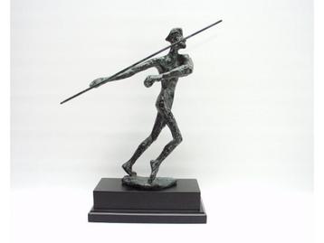 Nieuw speerwerper brons antiek op sokkel 36 cm H. beschikbaar voor biedingen