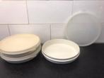 Tupperware trio 3 wit bakjes bordjes schaaltjes plat 200 ml, Huis en Inrichting, Schaal, Gebruikt, Ophalen of Verzenden, Wit