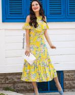 Bloemenjurk, Kleding | Dames, Ophalen of Verzenden, Zo goed als nieuw, Geel, Onder de knie