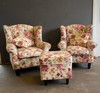 Twee fauteuils met voetenbankje, Huis en Inrichting, Fauteuils, Ophalen, Zo goed als nieuw, 75 tot 100 cm, 50 tot 75 cm