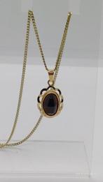 14 karaats goude vintage hanger incl. Ketting verguld, Ophalen of Verzenden, Zo goed als nieuw, Met edelsteen, Goud