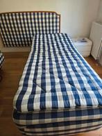 Hastens 2 persoonsbed elektrische bodems.en achterwand, Ophalen, Gebruikt, Blauw, Tweepersoons