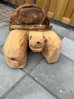 Houten schildpad kettingzaag gemaakt, Tuin en Terras, Tuinbeelden, Ophalen of Verzenden, Nieuw, Hout, Overige typen