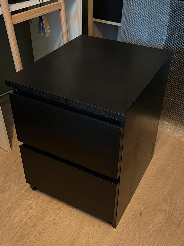 Ikea Malm nachtkastje/ladekastje - zwartbruin, hout, Huis en Inrichting, Slaapkamer | Nachtkastjes, Gebruikt, Minder dan 55 cm