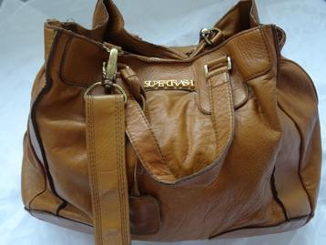 Supertrash leren shopper schoudertas lederen tas cognac 