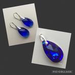 Set oorbellen hanger Swarovski kristal NIEUW goud ketting, Blauw, Nieuw, Ophalen of Verzenden, Met kristal
