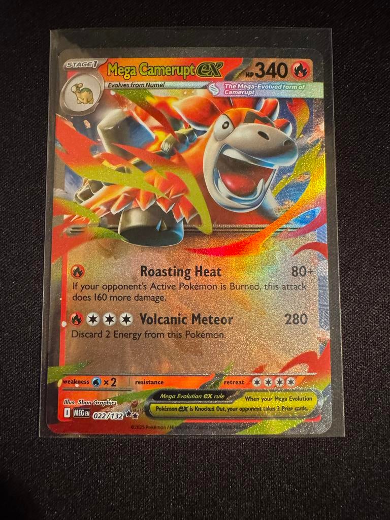 Mega Camerupt EX 022/132 - Zeldzame Pokémonkaart!, Ophalen of Verzenden, Gebruikt, Losse kaart, Foil