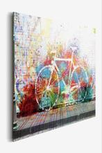 Graffitie fiets - 90x60 schilderij, Antiek en Kunst, Kunst | Schilderijen | Modern, Ophalen