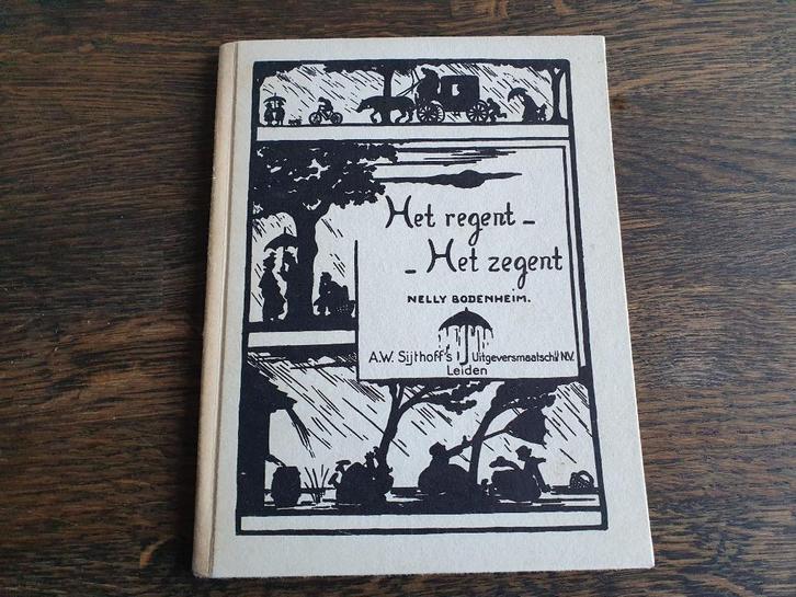 Brocante boekje kinderrijmpjes Het regent, Antiek en Kunst, Curiosa en Brocante, Ophalen of Verzenden