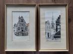 Litho's van stadhuis en kerk in Oudewater, Antiek en Kunst, Kunst | Litho's en Zeefdrukken, Ophalen of Verzenden