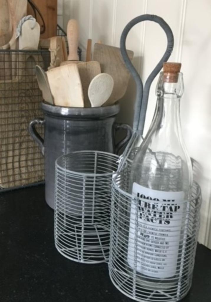 FLESSENHOUDER LANDELIJK basket f/3 bottles zinc, Antiek en Kunst, Antiek | Keukenbenodigdheden, Ophalen of Verzenden