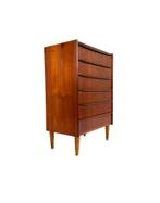 Vintage Deense teakhouten ladekast ‘60, Huis en Inrichting, Kasten | Ladekasten, 100 tot 150 cm, Teakhout, Zo goed als nieuw, 25 tot 50 cm