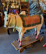 Levensgrote houten heilige koe herkomst India apart beeld, Antiek en Kunst, Curiosa en Brocante, Ophalen
