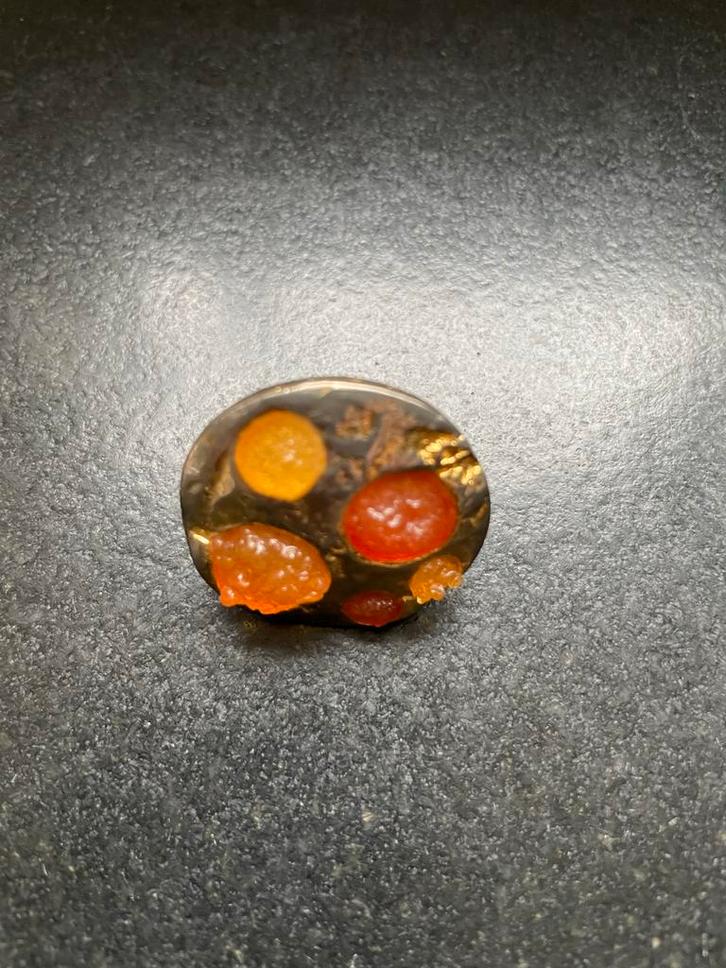 Mooie oude Ring met Oranje Stenen, Sieraden, Tassen en Uiterlijk, Ringen, Gebruikt, Dame, 18 tot 19, Oranje, Goud, Met edelsteen