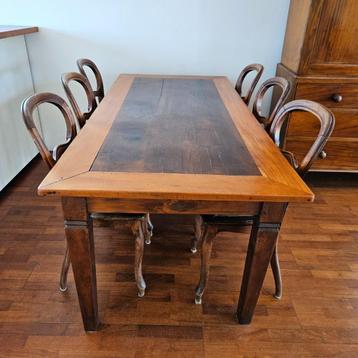 Eetset – rechthoekige tafel + 6 Biedermeier stoelen beschikbaar voor biedingen