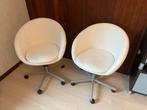 2 creme wit kunst lederen kuipstoelen met wielen €7,50 p.st., Huis en Inrichting, Ophalen, Gebruikt, Wit, Bureaustoel