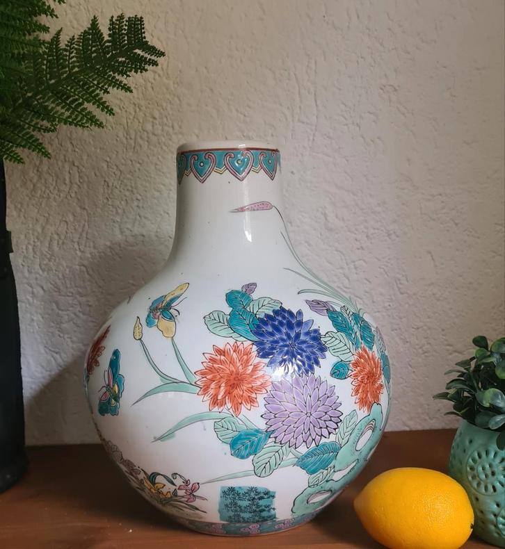 Grote porseleinen chinese Japanse vaas kruik, Huis en Inrichting, Woonaccessoires | Vazen, Zo goed als nieuw, Overige kleuren