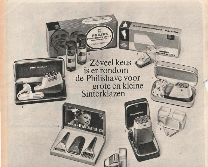 Retro reclame 1964 Philips philishave Sinterklaas cadeau, Verzamelen, Retro, Overige typen, Verzenden