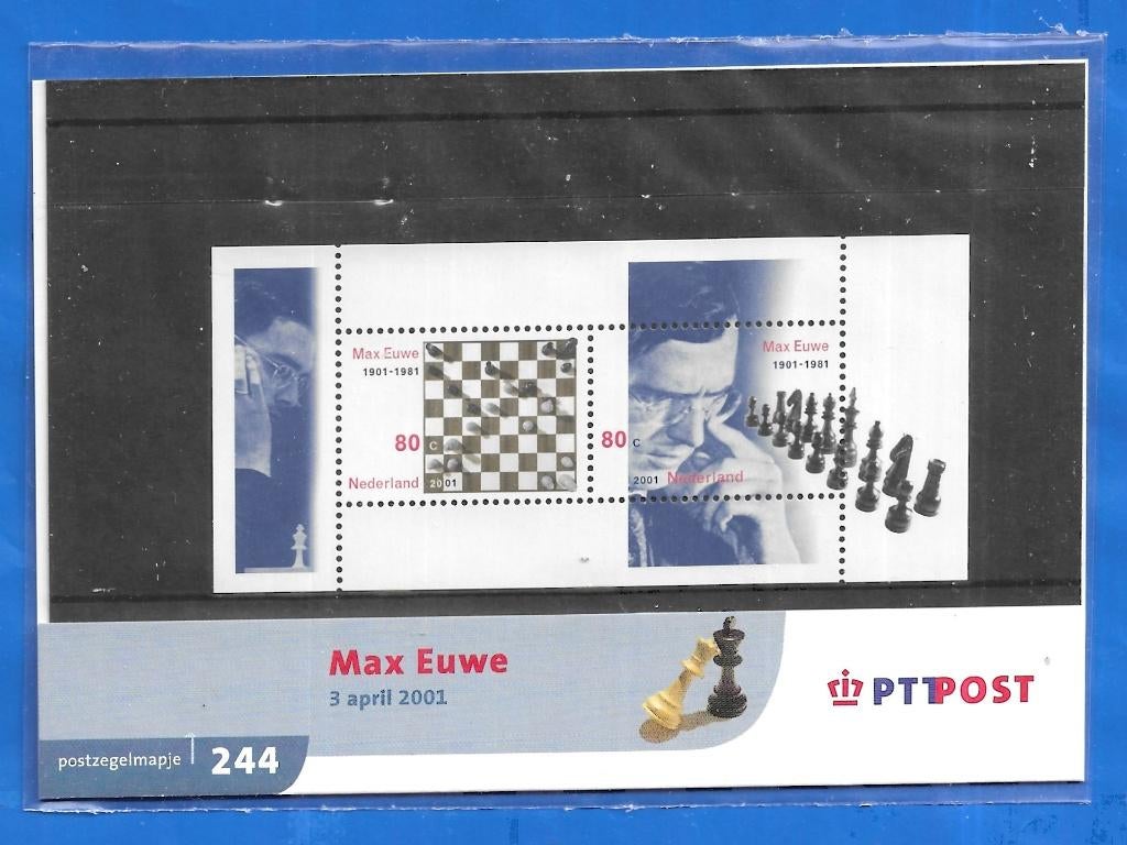 Postzegelmapje 244 - Max Euwe, Verzenden, Na 1940, Postfris