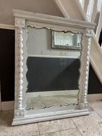 Spiegel met houten lijst, wit, antiek, Huis en Inrichting, Woonaccessoires | Spiegels, Ophalen, Rechthoekig, Minder dan 50 cm