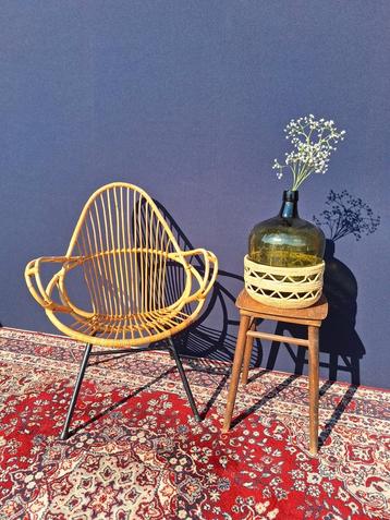 Vintage rotan stoeltje, fauteuil, jaren vijftig, Noordwolde  beschikbaar voor biedingen