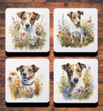 Jack Russell Aquarel onderzetters met houder, Huis en Inrichting, Ophalen of Verzenden, Nieuw, Glas of Kopje