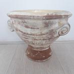 1 whitewash terracotta bloempot grieks model, hoogte 19 cm, Tuin en Terras, Tuin, Terracotta, Rond, Gebruikt