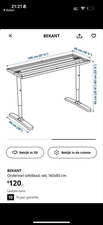 Ikea Bekant Zit-Sta Bureau 160x80 cm - afbeelding 4