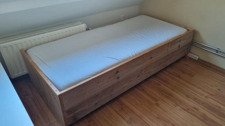 Steigerhouten bed 90x200 cm, Huis en Inrichting, Slaapkamer | Bedden, Eenpersoons, 90 cm, Steigerhout, Ophalen