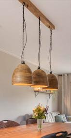 Houten Eettafellamp - Zo goed als nieuw!, Huis en Inrichting, Lampen | Hanglampen, Ophalen, Zo goed als nieuw, Hout, 50 tot 75 cm