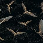 Golden Cranes vlies fotobehang - Kraanvogels - 375 x 270 cm, Huis en Inrichting, Stoffering | Behang, Verzenden, Minder dan 10 m²