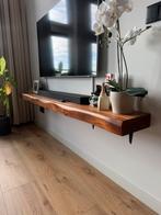 Wandplank / TV-meubel Acaciahout, 200cm, Ophalen, 200 cm of meer, Zo goed als nieuw, 25 tot 50 cm