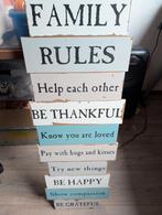 Prachtig tekstbord Family rules, Huis en Inrichting, Ophalen of Verzenden, Zo goed als nieuw