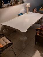 Witte houten eettafel, Ophalen, Gebruikt, 200 cm of meer, 50 tot 100 cm