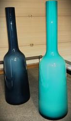 Villeroy&Boch glazen vazen 70 cm hoog, blauw en turquoise, 50 tot 75 cm, Blauw, Ophalen of Verzenden, Glas