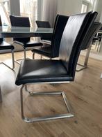 Movani eetkamerstoelen 4 stuks, Zwart, Leer, Ophalen of Verzenden, Zo goed als nieuw